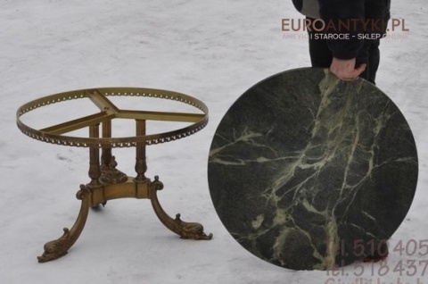 STARY STOLIK STOLICZEK SECESYJNY ZIELONY MARMUR