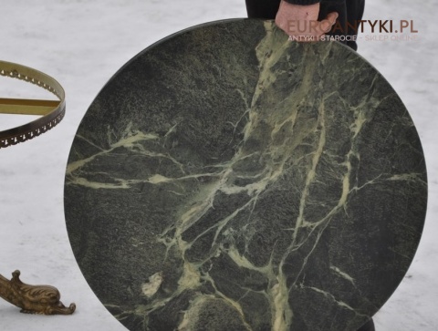 STARY STOLIK STOLICZEK SECESYJNY ZIELONY MARMUR