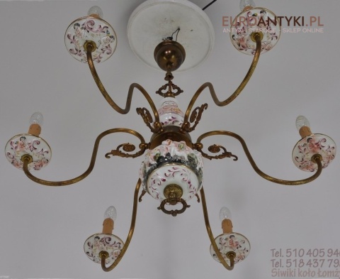 STARY ZYRANDOL Z PORCELANY ANIOLKI AMORKI AMORY