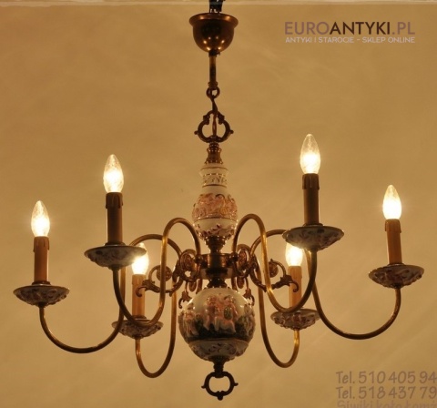 STARY ZYRANDOL Z PORCELANY ANIOLKI AMORKI AMORY