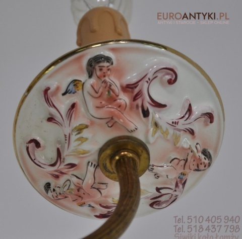 STARY ZYRANDOL Z PORCELANY ANIOLKI AMORKI AMORY