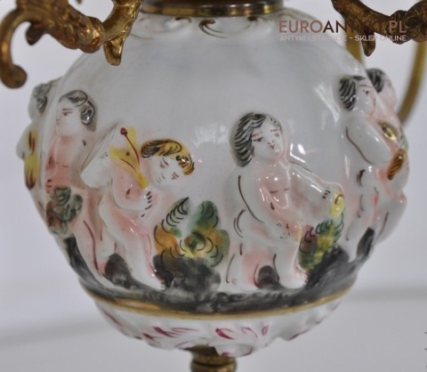 STARY ZYRANDOL Z PORCELANY ANIOLKI AMORKI AMORY