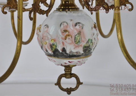 STARY ZYRANDOL Z PORCELANY ANIOLKI AMORKI AMORY