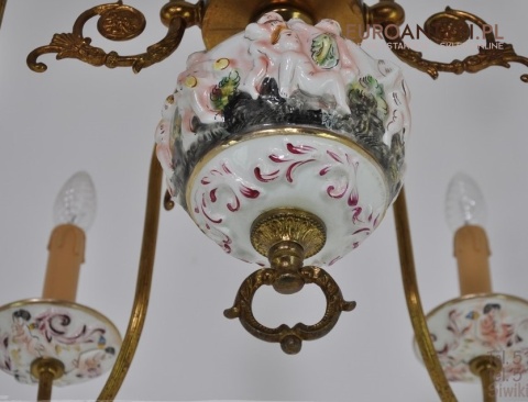 STARY ZYRANDOL Z PORCELANY ANIOLKI AMORKI AMORY