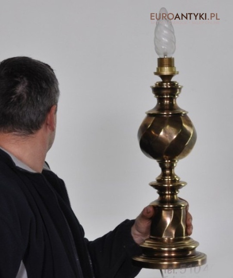 XL DUZA STARA MOSIEZNA LAMPA NOGA GABINETOWA ANTYK