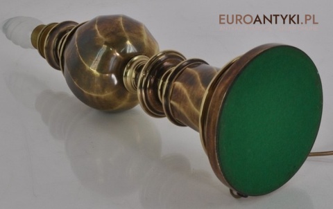 XL DUZA STARA MOSIEZNA LAMPA NOGA GABINETOWA ANTYK