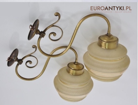 2 STARE KINKIETY LAMPY Z MOSIADZU ART DECO KLOSZE