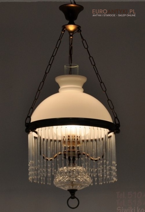 ANTYK STARA LAMPA SUFITOWA ZE SZKLANYMI WISIORAMI