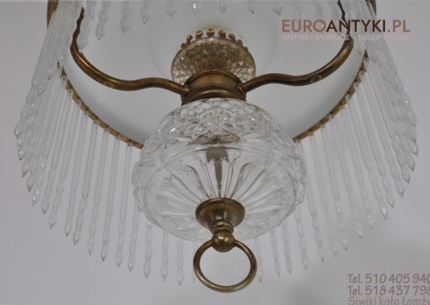 ANTYK STARA LAMPA SUFITOWA ZE SZKLANYMI WISIORAMI