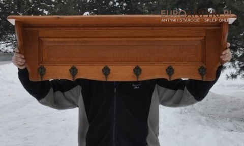 ANTYK STARY DREWNIANY RZEZBIONY WIESZAK GARDEROBA