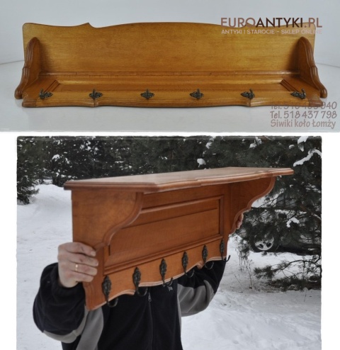 ANTYK STARY DREWNIANY RZEZBIONY WIESZAK GARDEROBA