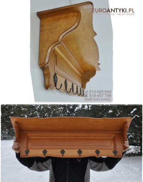 ANTYK STARY DREWNIANY RZEZBIONY WIESZAK GARDEROBA