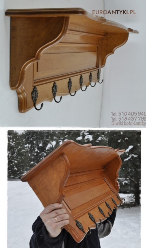 ANTYK STARY DREWNIANY RZEZBIONY WIESZAK GARDEROBA