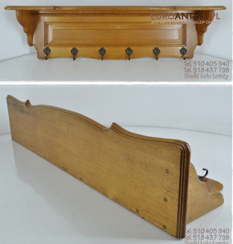 ANTYK STARY DREWNIANY RZEZBIONY WIESZAK GARDEROBA