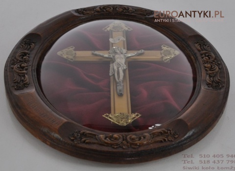 JEZUS CHRYSTUS NA KRZYZU OBRAZ POD SZKLEM ANTYK