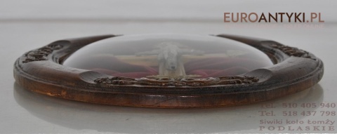 JEZUS CHRYSTUS NA KRZYZU OBRAZ POD SZKLEM ANTYK