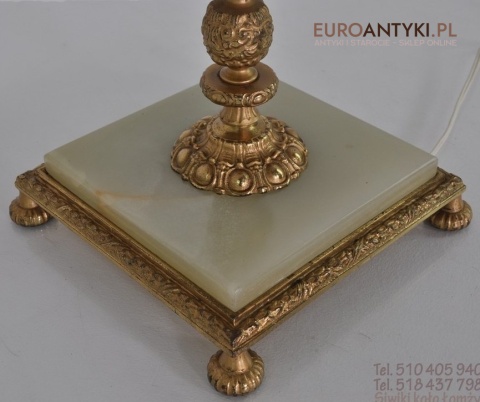 STARA LAMPA PODLOGOWA Z MOSIADZU I ONYKSU ONYX