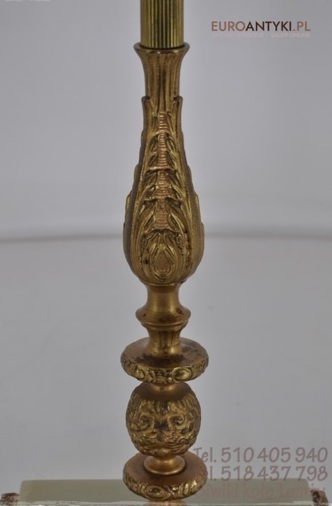 STARA LAMPA PODLOGOWA Z MOSIADZU I ONYKSU ONYX