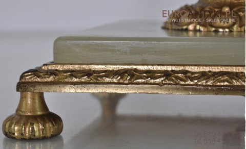 STARA LAMPA PODLOGOWA Z MOSIADZU I ONYKSU ONYX