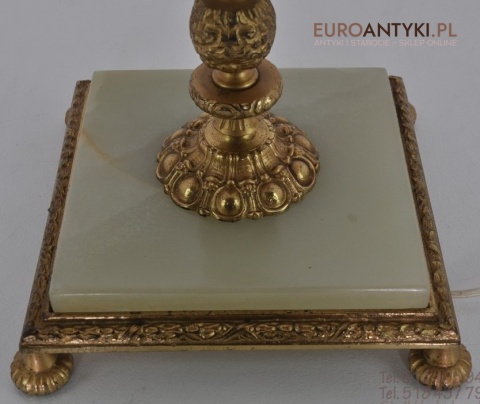 STARA LAMPA PODLOGOWA Z MOSIADZU I ONYKSU ONYX
