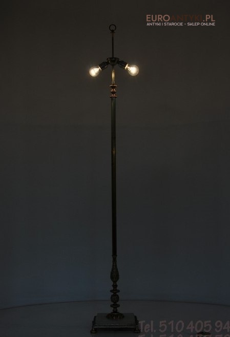 STARA LAMPA PODLOGOWA Z MOSIADZU I ONYKSU ONYX