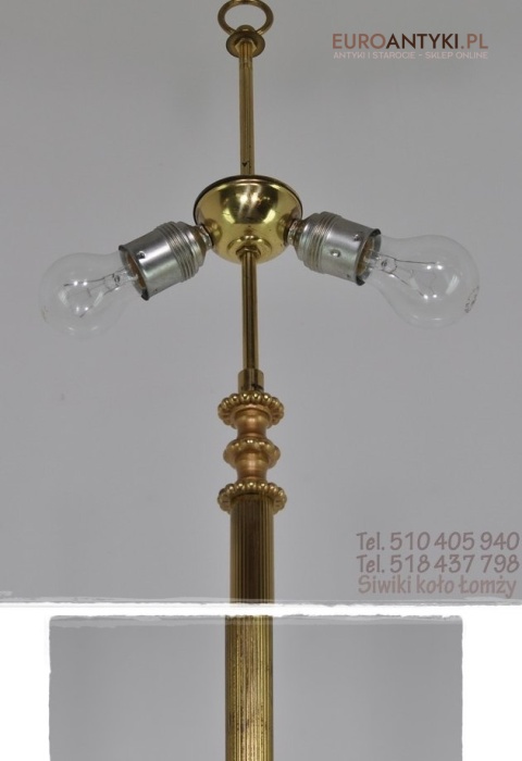 STARA LAMPA PODLOGOWA Z MOSIADZU I ONYKSU ONYX