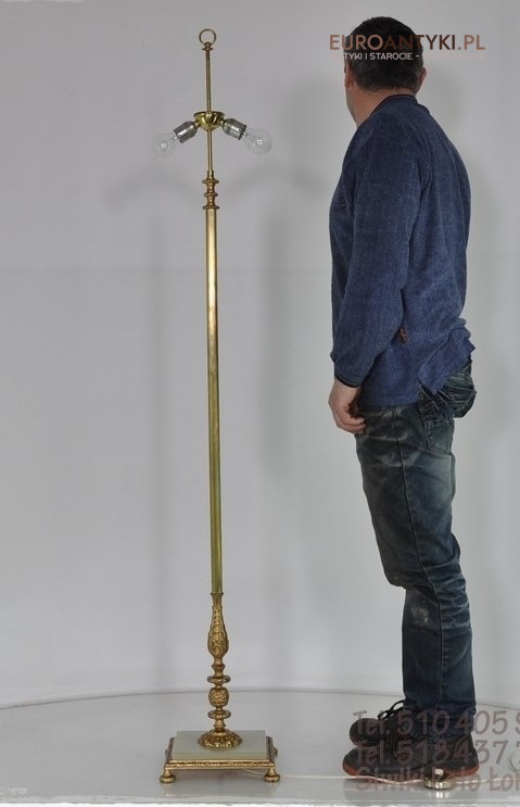 STARA LAMPA PODLOGOWA Z MOSIADZU I ONYKSU ONYX