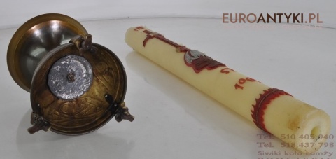 STARY DUZY SWIECZNIK Z BRAZU SWIECA PASCHALNA 8cm