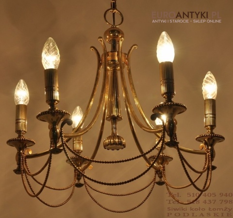 STARY MOSIEZNY ZYRANDOL WYPOLEROWANY MOSIADZ