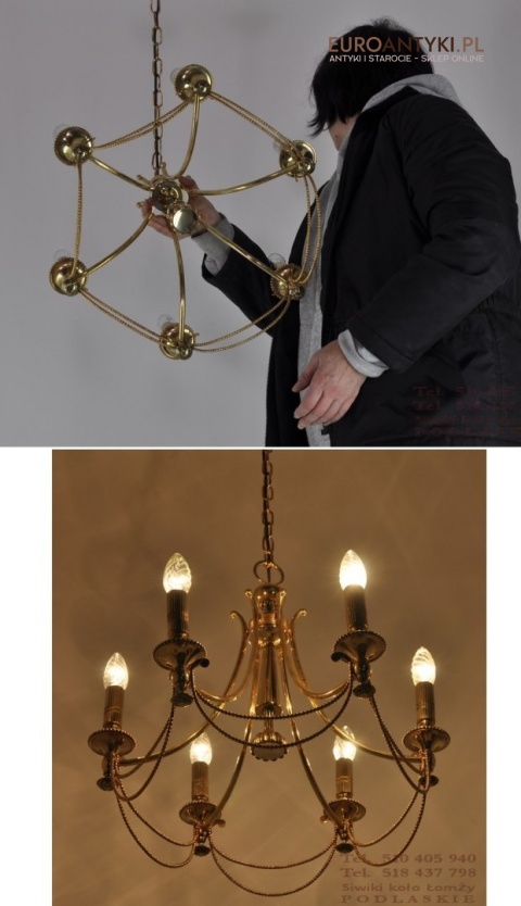 STARY MOSIEZNY ZYRANDOL WYPOLEROWANY MOSIADZ