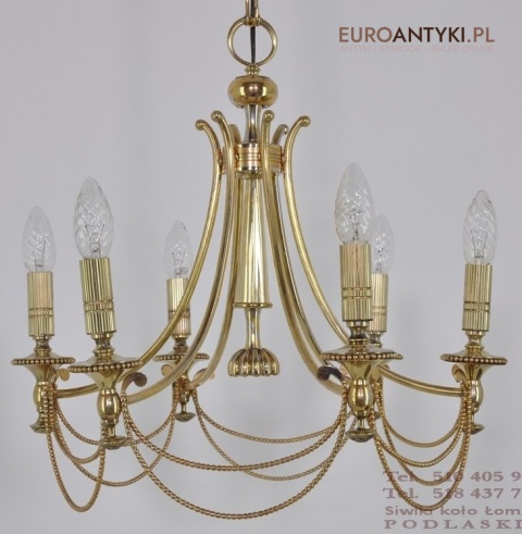 STARY MOSIEZNY ZYRANDOL WYPOLEROWANY MOSIADZ