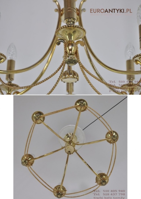 STARY MOSIEZNY ZYRANDOL WYPOLEROWANY MOSIADZ