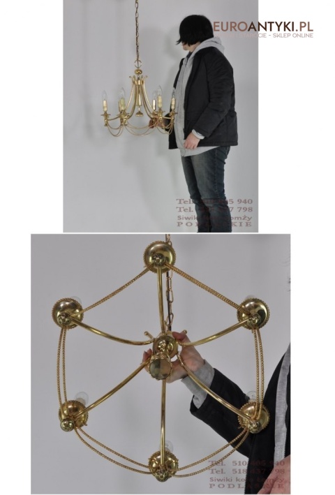 STARY MOSIEZNY ZYRANDOL WYPOLEROWANY MOSIADZ