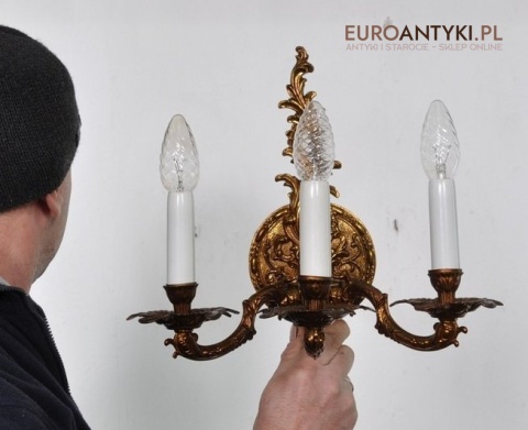 STARY ZLOTY DUZY KINKIET NA SCIANE BAROK ROKOKO XL