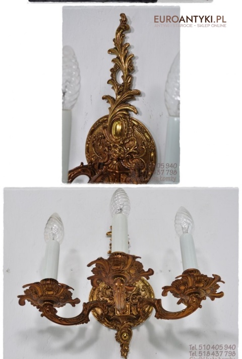 STARY ZLOTY DUZY KINKIET NA SCIANE BAROK ROKOKO XL