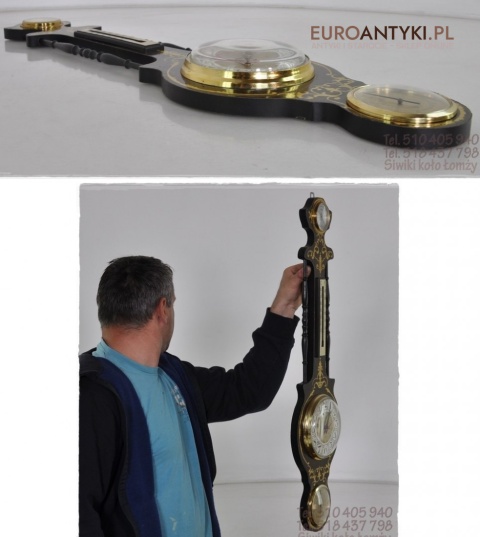 XXL STARY DUZY BAROMETR TERMOMETR ZEGAR STACJA XXL