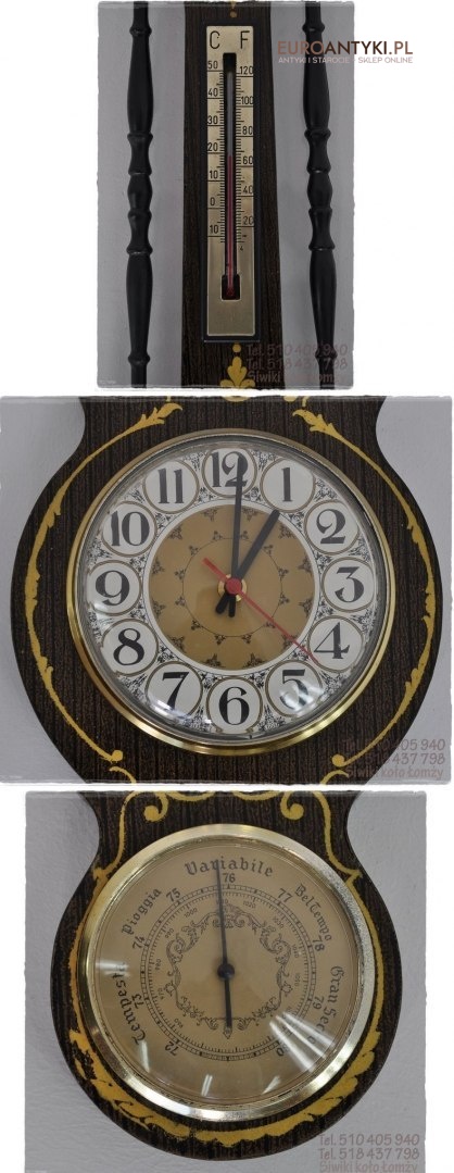 XXL STARY DUZY BAROMETR TERMOMETR ZEGAR STACJA XXL