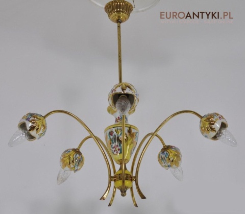 ANTYK ZYRANDOL LAMPA SUFITOWA PORCELANOWY KWIAT
