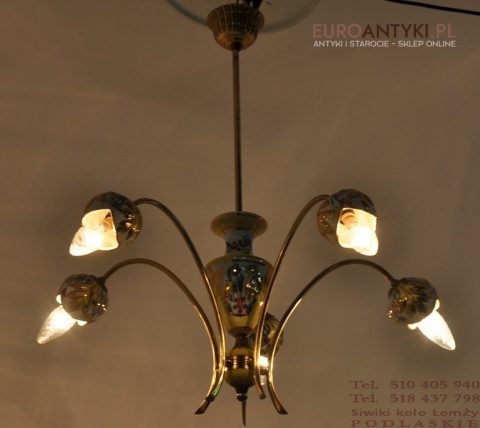 ANTYK ZYRANDOL LAMPA SUFITOWA PORCELANOWY KWIAT