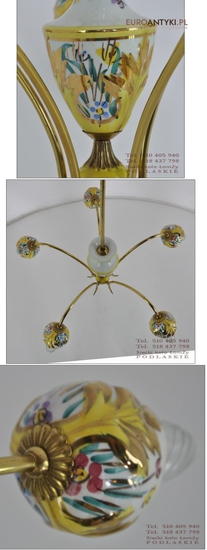 ANTYK ZYRANDOL LAMPA SUFITOWA PORCELANOWY KWIAT
