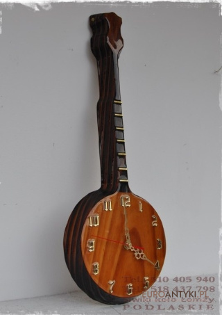 DUZY STARY DREWNIANY RUSTYKLANY ZEGAR GITARA XL