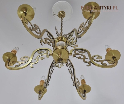 DUZY STARY ZLOTY ZYRANDOL SALONOWY Z MOSIADZU XL