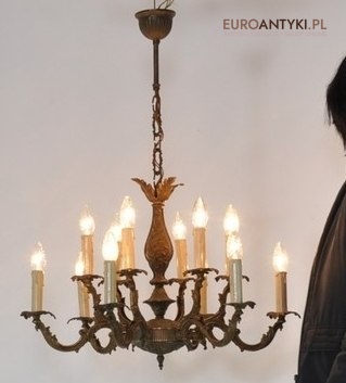 DUZY STARY ZYRANDOL BAROK ROKOKO CIEMNY BRAZ