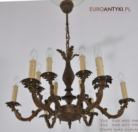 DUZY STARY ZYRANDOL BAROK ROKOKO CIEMNY BRAZ