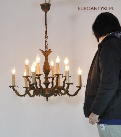 DUZY STARY ZYRANDOL BAROK ROKOKO CIEMNY BRAZ