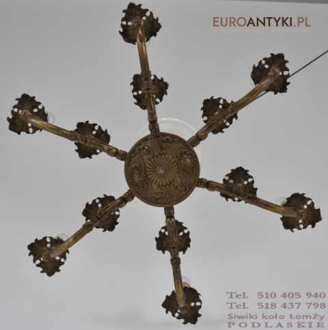 DUZY STARY ZYRANDOL BAROK ROKOKO CIEMNY BRAZ