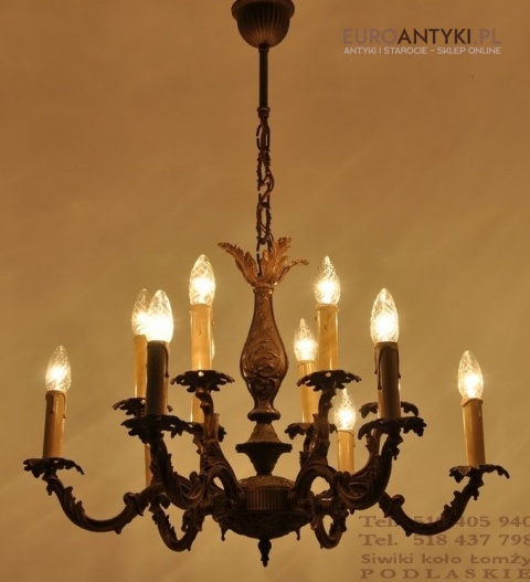 DUZY STARY ZYRANDOL BAROK ROKOKO CIEMNY BRAZ