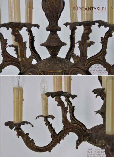 DUZY STARY ZYRANDOL BAROK ROKOKO CIEMNY BRAZ