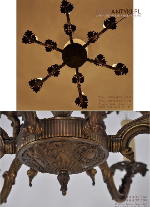 DUZY STARY ZYRANDOL BAROK ROKOKO CIEMNY BRAZ