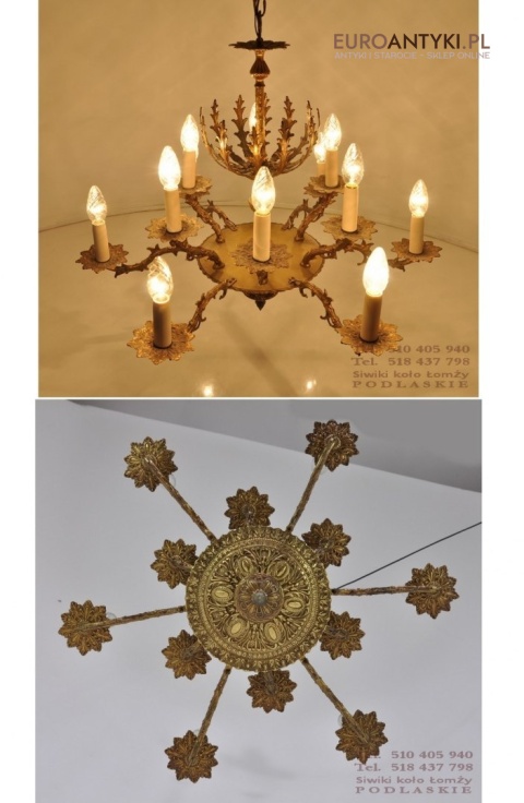 DUZY STARY ZYRANDOL BAROK ROKOKO MASYWNY MOSIADZ